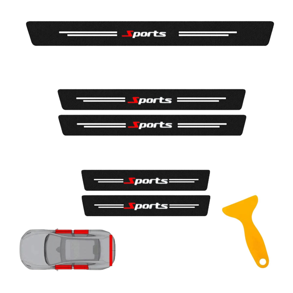 Zestaw 5x naklejki Sports carbon na progi i bagażnik Drivio24