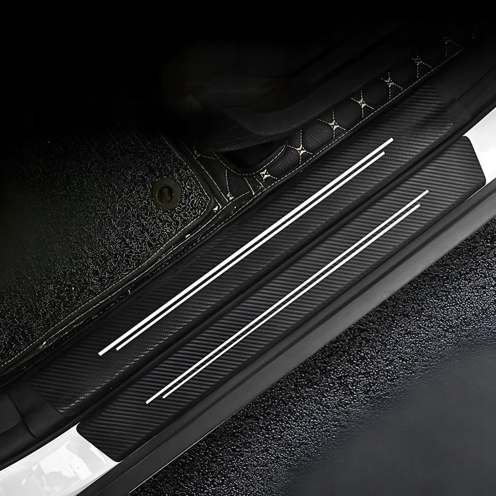 Ochranné nálepky na prahy auta, 4 ks, uhlíkové vlákno, fólia + stierka na lepenie Drivio24