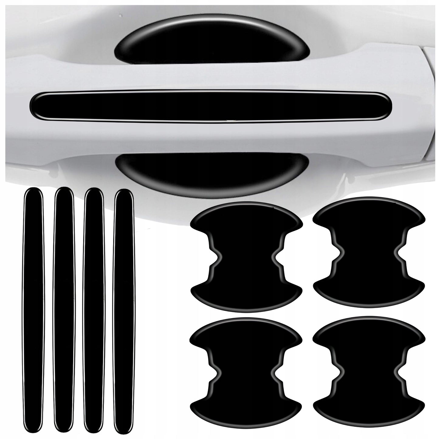 8x Silná ochranná fólia pod dverné kľučky auta, nálepky Drivio24