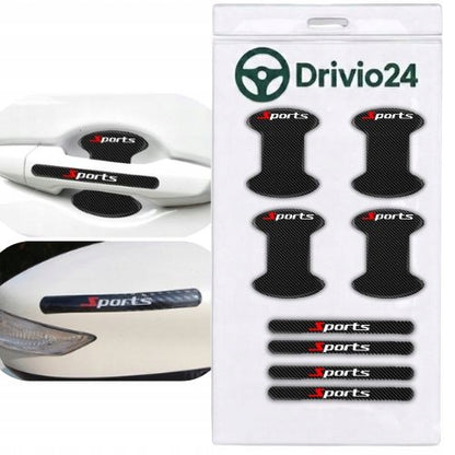 8x Ochranná fólia pod dverné kľučky auta, samolepky Sports Drivio24