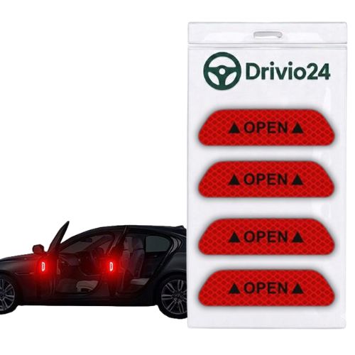 4x Samolepky s reflexnými upozorneniami na dvere auta, samolepiace, Drivio24