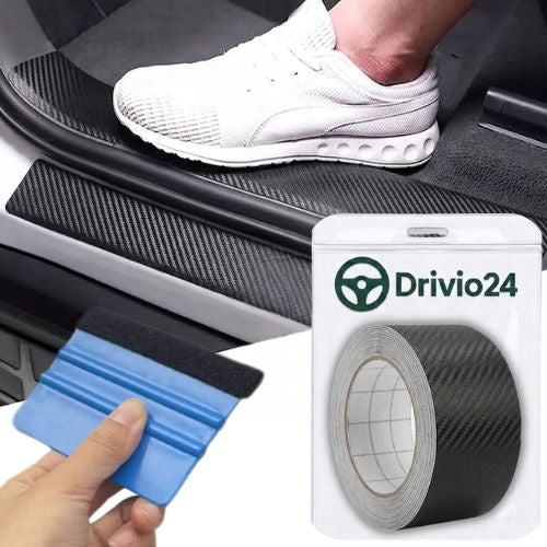 Ochranná páska z uhlíkových vláken na prahy a batožinový priestor auta 3m + stierka Drivio24