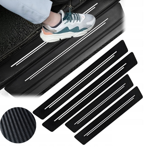 4x Nálepky, ochranné nálepky na prahy auta, fólia, sada 4 ks, karbon, Drivio24