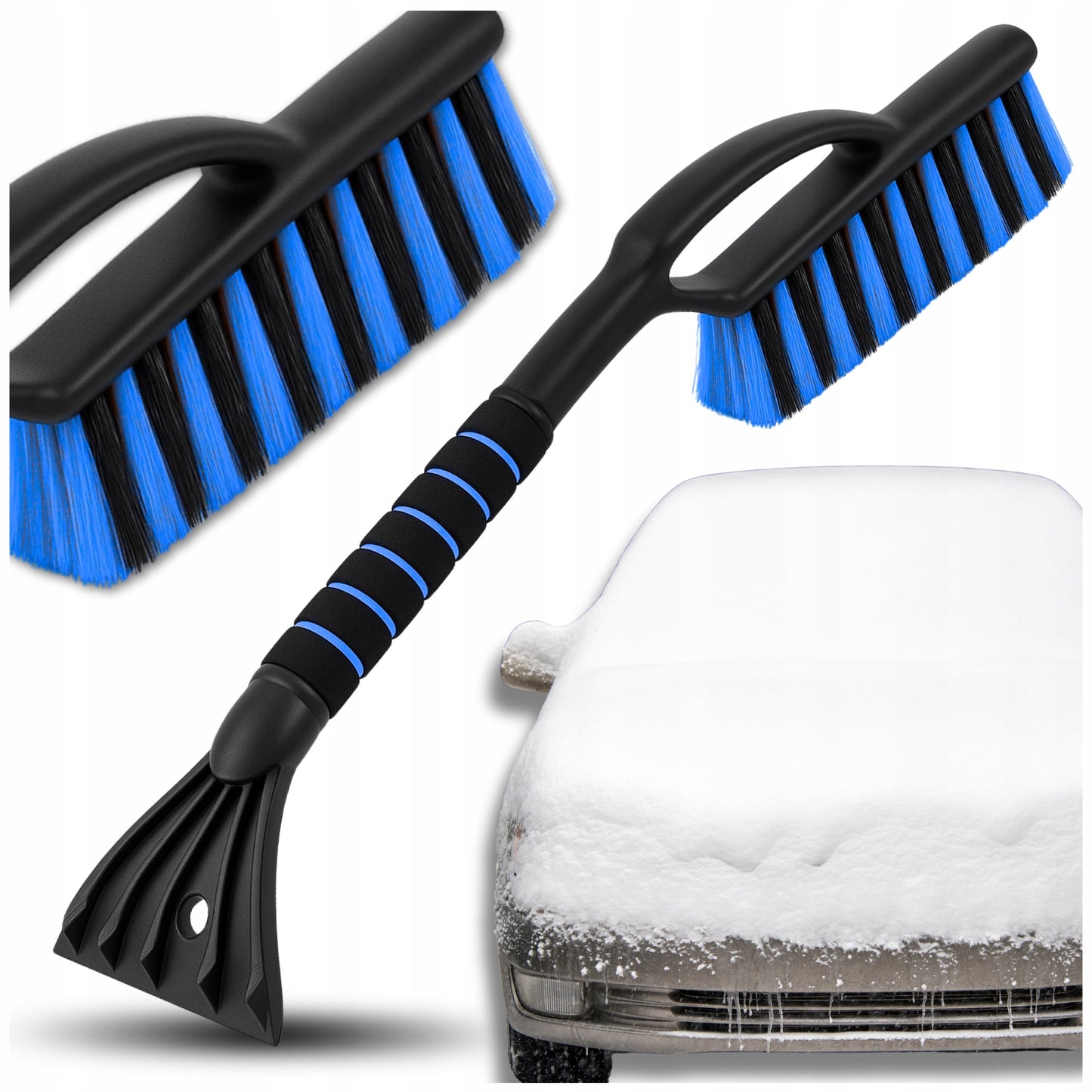 Škrabka na ľad na odstraňovanie snehu z auta, škrabanie čelných skiel, teleskopická 3 v 1 Drivio24