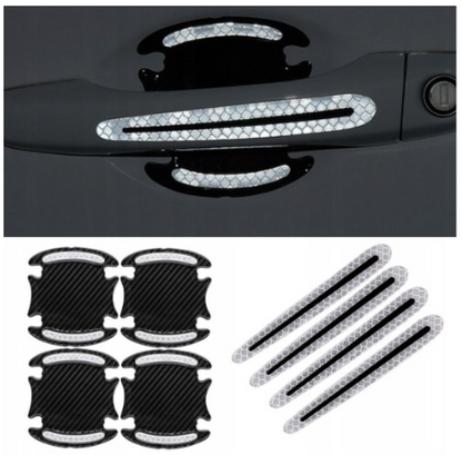 8x Reflexné nálepky na auto, ochranná fólia pod dverné kľučky Drivio24