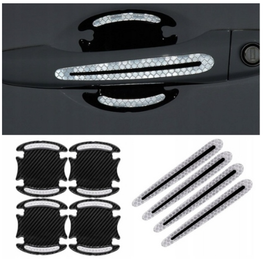 8x Reflexné nálepky na auto, ochranná fólia pod dverné kľučky Drivio24