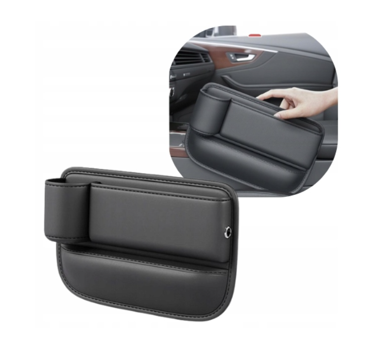 Úložný priestor medzi sedadlá auta s držiakom na pohár, z ekokože, organizér pre vodiča Drivio24