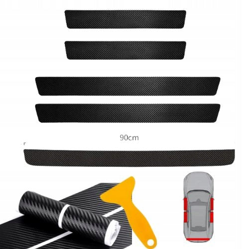 Sada 5x karbónové 3D lišty na prahy + kufor Drivio24